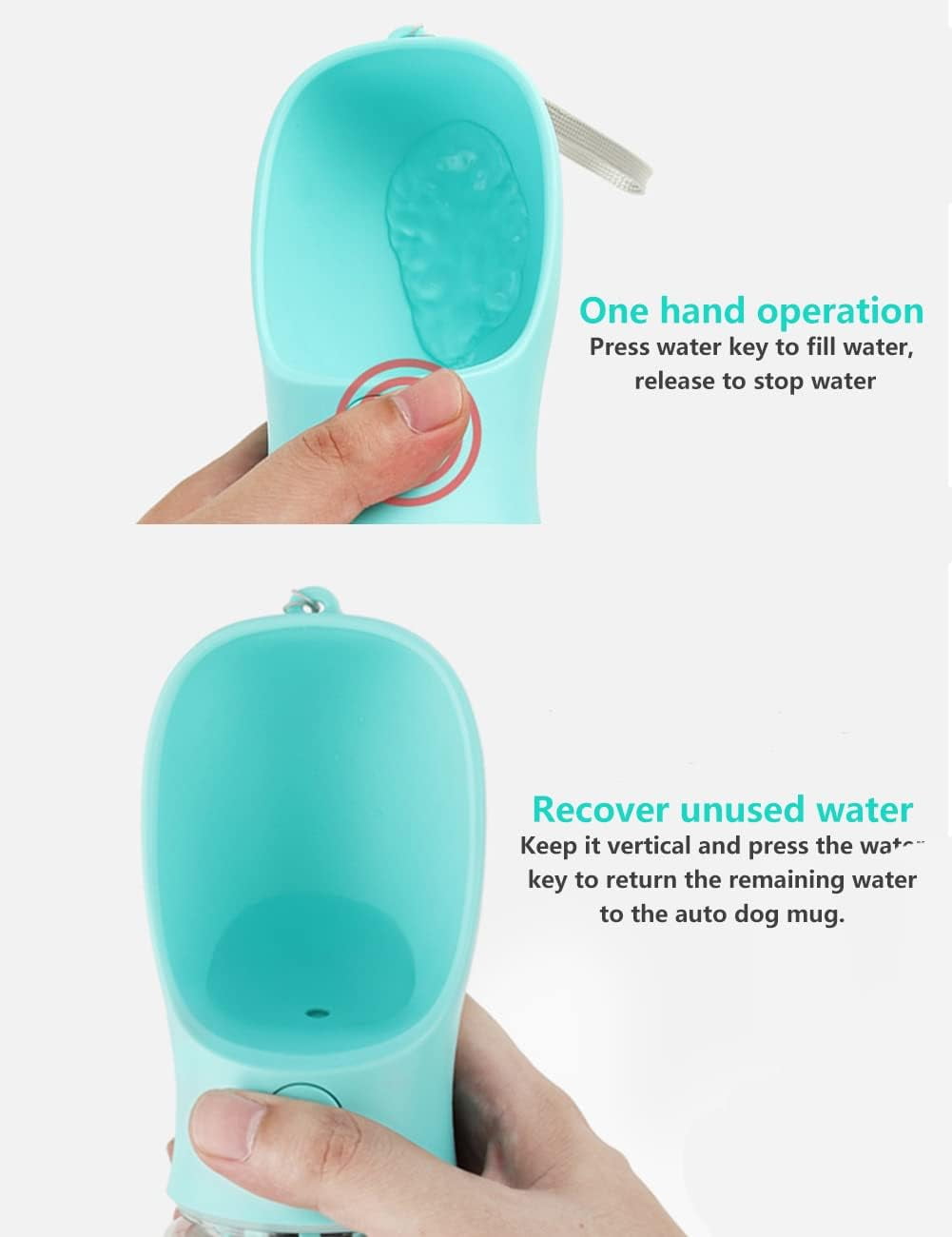 Ultimate 12Oz Leakproof Dog Water Bottle - Portable Puppy Dispenser with Big Trough for Outdoor Adventures - Safe Food Grade Plastic - Blue