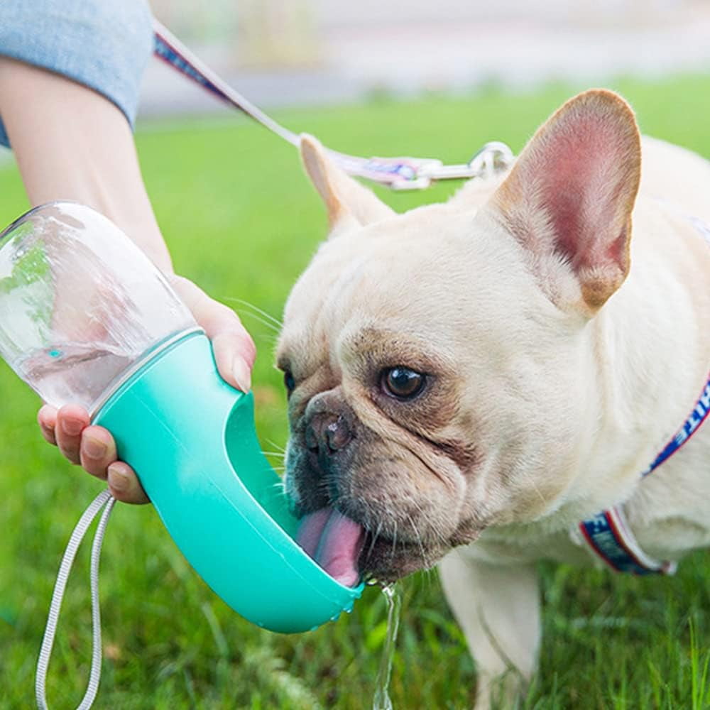 Ultimate 12Oz Leakproof Dog Water Bottle - Portable Puppy Dispenser with Big Trough for Outdoor Adventures - Safe Food Grade Plastic - Blue